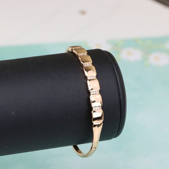 Elegant Rose Gold Bangle with Geometric Link Detailing, XPBL0583 - Picture 9 of 12